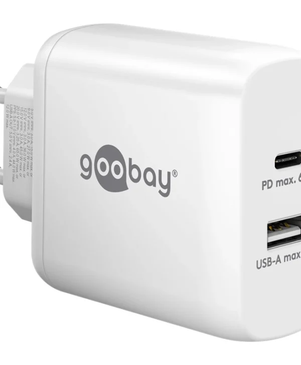 Goobay Φορτιστής Χωρίς Καλώδιο με Θύρα USB-A και Θύρα USB-C 65W Power Delivery Λευκός (65410) 65410