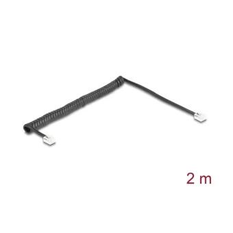 DeLock Σπιράλ Τηλεφωνικό Καλώδιο RJ11 6P4C 2m Μαύρο (90202) 90202