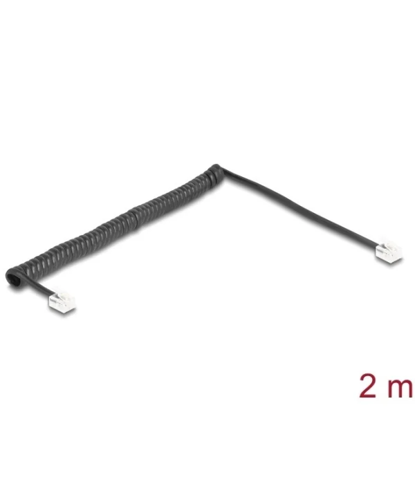 DeLock Σπιράλ Τηλεφωνικό Καλώδιο RJ11 6P4C 2m Μαύρο (90202) 90202