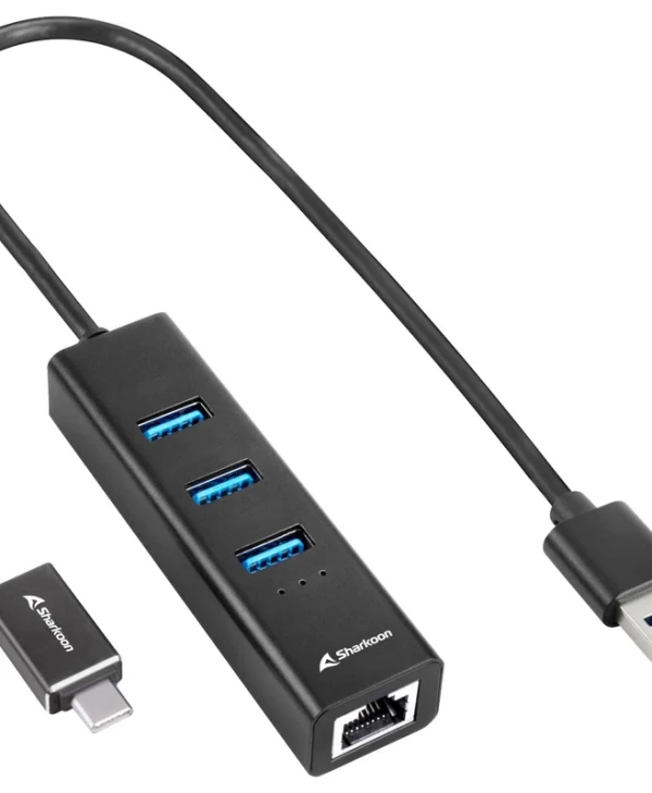 Sharkoon USB 3.2 Hub 4 Θυρών με σύνδεση USB-A / USB-C / Ethernet