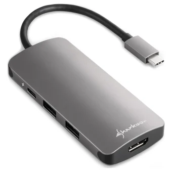 Sharkoon USB-C Docking Station με HDMI 4K PD Γκρι (4044951026715)