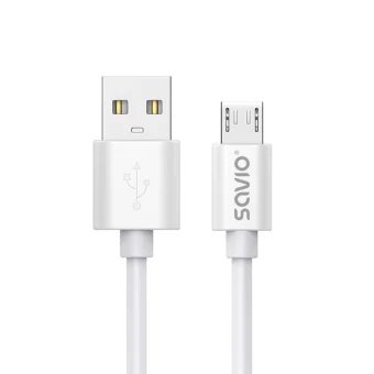Savio Regular USB 2.0 to micro USB Cable Λευκό 3m (CL-167)