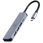 Cablexpert USB-C Docking Station με HDMI 4K PD Γκρι (A-CM-COMBO5-03)