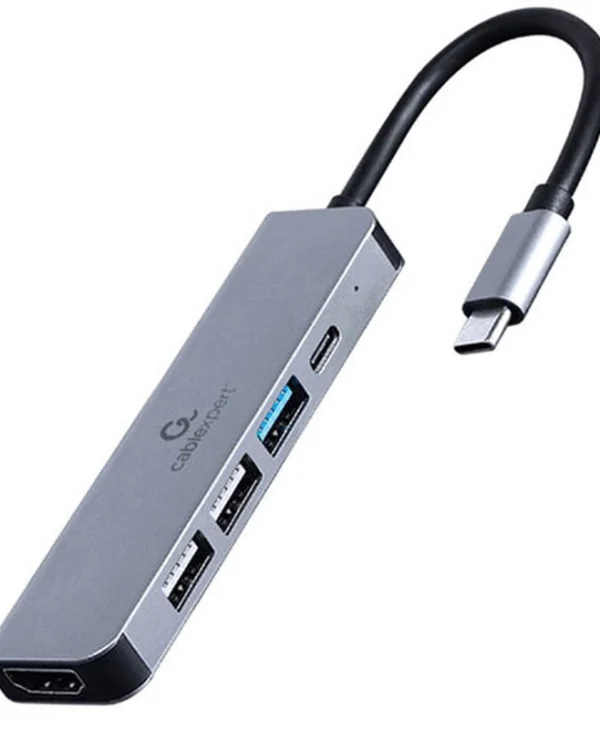 Cablexpert USB-C Docking Station με HDMI 4K PD Γκρι (A-CM-COMBO5-03)