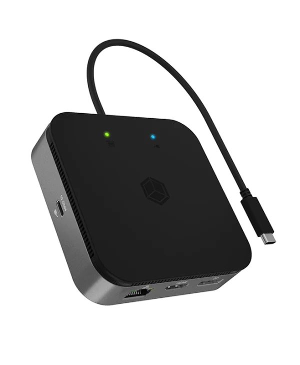Icy Box USB-C Docking Station με HDMI/DisplayPort 4K PD Ethernet και σύνδεση 2 Οθονών Μαύρο (IB-DK408-C41)