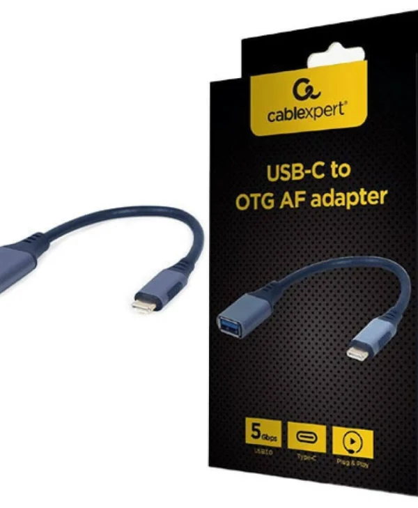 Cablexpert Μετατροπέας USB-C male σε USB-A female Γκρι 1τμχ A-USB3C-OTGAF-01