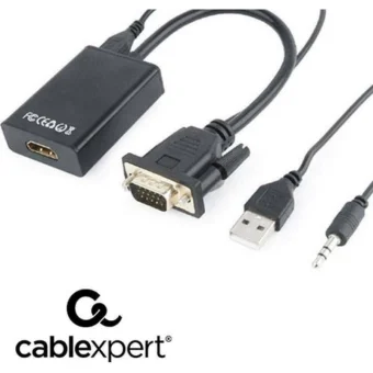 Cablexpert Μετατροπέας 3.5mm / USB-A / VGA male σε HDMI female 1τμχ A-VGA-HDMI-01