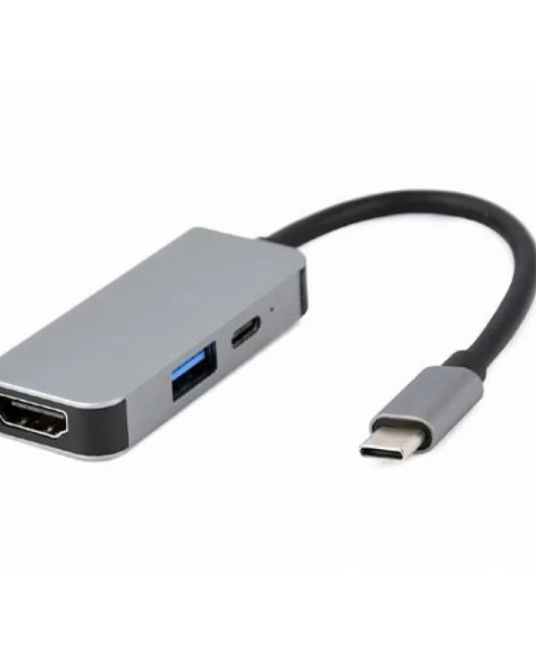 Cablexpert USB-C Docking Station με HDMI 4K PD Ασημί (A-CM-COMBO3-02)