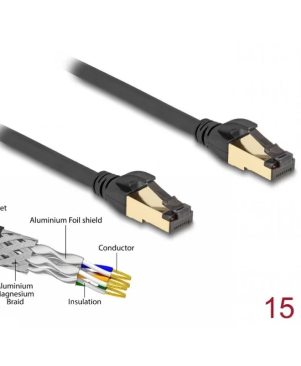Delock Rj45 Sftp Cat.6a Network Cable Outdoor Industrial Use 15m Black Delock 80253