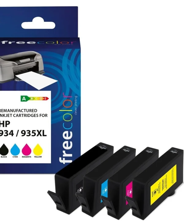 Freecolor Πακέτο Συμβατών Μελανιών Εκτυπωτή InkJet HP 934XL 600 Σελίδων Πολλαπλό (Color) 4τμχ K10356F7