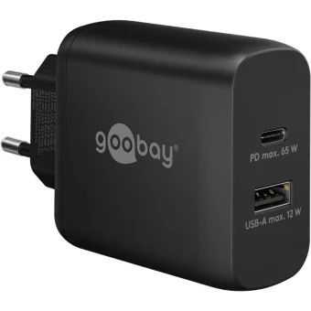 Goobay Φορτιστής Χωρίς Καλώδιο με Θύρα USB-A και Θύρα USB-C Power Delivery Μαύρος (65409)