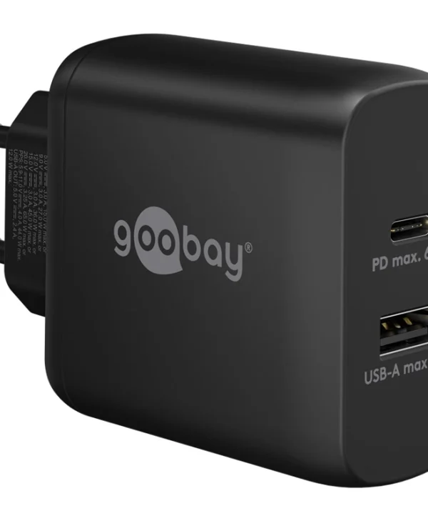 Goobay Φορτιστής Χωρίς Καλώδιο με Θύρα USB-A και Θύρα USB-C Power Delivery Μαύρος (65409)