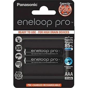 Panasonic Eneloop Pro Επαναφορτιζόμενες Μπαταρίες AAA Ni-MH 930mAh 1.2V 2τμχ BK-4HCDE/2CP