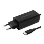 Qoltec Φορτιστής με Ενσωματωμένο Καλώδιο GaN USB-C 65W Power Delivery / Quick Charge 4.0 Μαύρος (52419)