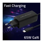 Qoltec Φορτιστής με Ενσωματωμένο Καλώδιο GaN USB-C 65W Power Delivery / Quick Charge 4.0 Μαύρος (52419) - Image 4