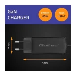 Qoltec Φορτιστής με Ενσωματωμένο Καλώδιο GaN USB-C 65W Power Delivery / Quick Charge 4.0 Μαύρος (52419) - Image 6