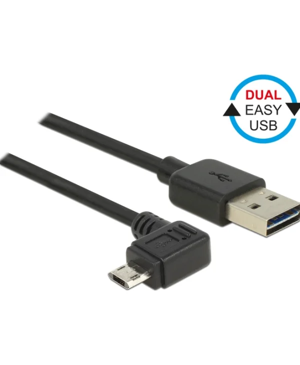 DeLock Angle (90°) USB 2.0 to micro USB Cable Μαύρο 1m 83846 1τμχ