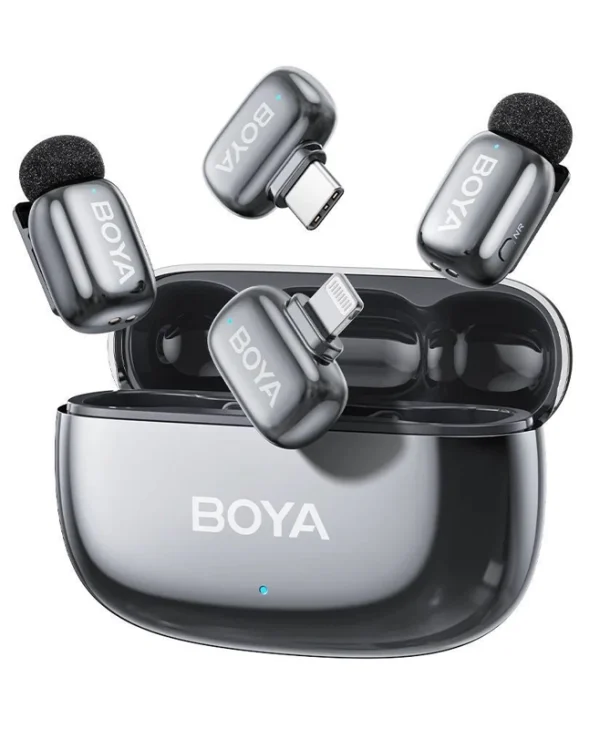 Boya Mini 2 Lightning & Type-C Ασύρματο Δυναμικό Μικρόφωνο Πέτου, Clip On Δημοσιογραφικό σε Γκρι Χρώμα Space Grey BOYA mini 2-01- Gray