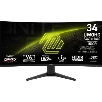 MSI MAG 346CQ Ultrawide VA HDR Curved Gaming Monitor 34" QHD 3440x1440 180Hz με Χρόνο Απόκρισης 1ms GTG