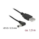 DeLock Cable USB-A male - DC 5.5x2.5mm Μαύρο 1.5m (85588) - Image 2