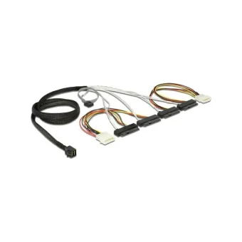 DeLock Mini SAS male - 4x SAS female Cable 1m Μαύρο (83391)