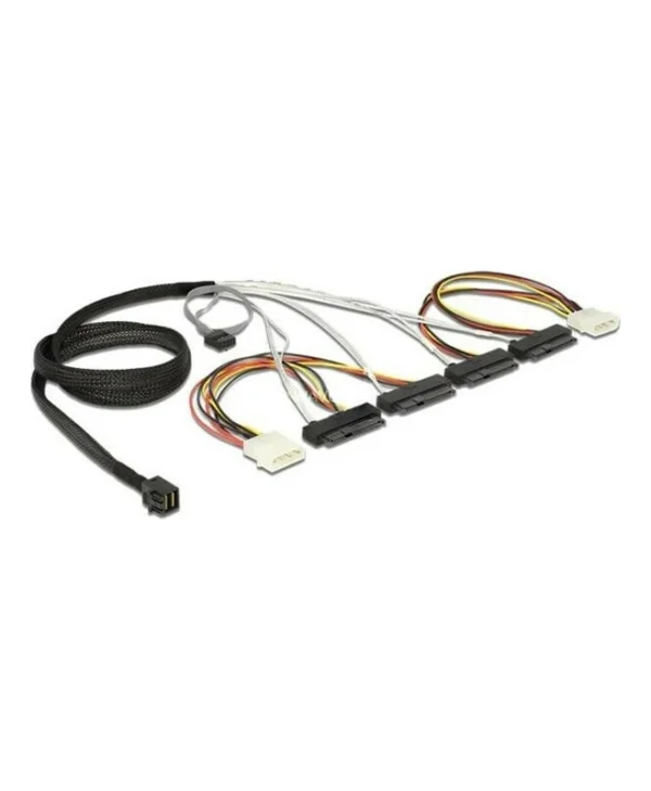 DeLock Mini SAS male - 4x SAS female Cable 1m Μαύρο (83391)