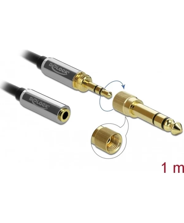 DeLock Καλώδιο 3.5mm male - 3.5mm female Μαύρο 1m (85780)