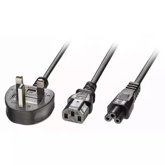 Lindy Type G (UK) / IEC C13 / IEC C5 - IEC C13 / IEC C5 Cable 2.5m Μαύρο 30374