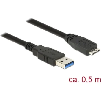 DeLock Regular USB 3.0 to micro USB Cable Μαύρο 0.5m (85071)