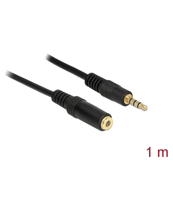 DeLock Καλώδιο 3.5mm male - 3.5mm female Μαύρο 1m (84666)