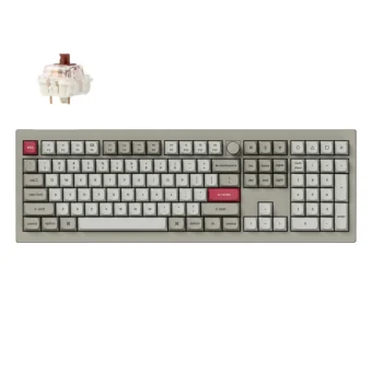 Keychron V6 Max Retro V6M-R3 Gaming Μηχανικό Πληκτρολόγιο με Custom Brown διακόπτες και RGB φωτισμό (Αγγλικό US) Γκρι