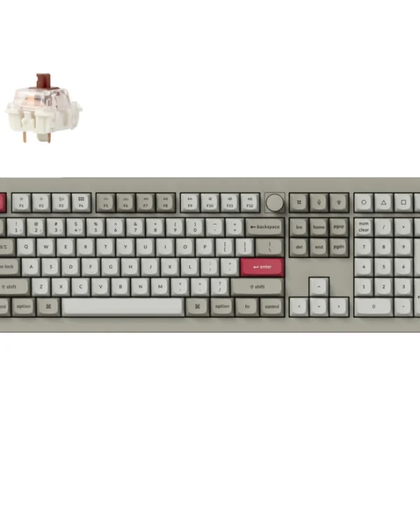 Keychron V6 Max Retro V6M-R3 Gaming Μηχανικό Πληκτρολόγιο με Custom Brown διακόπτες και RGB φωτισμό (Αγγλικό US) Γκρι