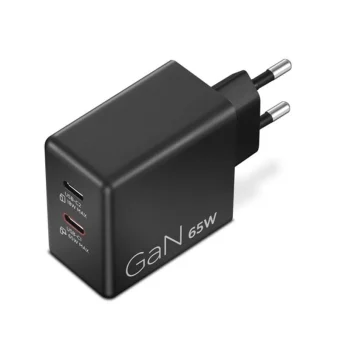 Lenovo Φορτιστής GaN με 2 Θύρες USB-C και Καλώδιο USB-C - USB-C 65W Μαύρος (40AW065BEU)