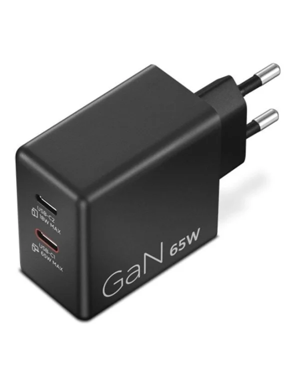 Lenovo Φορτιστής GaN με 2 Θύρες USB-C και Καλώδιο USB-C - USB-C 65W Μαύρος (40AW065BEU)