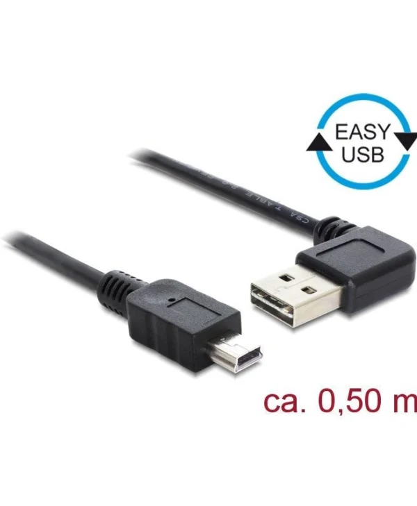 DeLock USB 2.0 Cable USB-A male - Μαύρο 0.5m 85175