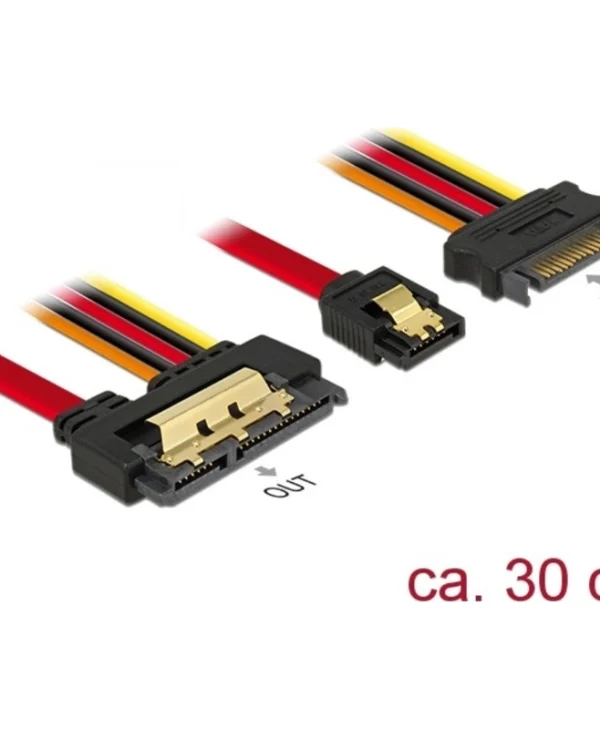 DeLock 7-Pin SATA III / 13-Pin SATA III - 22-Pin SATA III Cable 30cm Κόκκινο (85228)