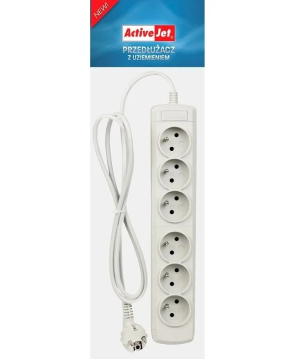 Active Jet 6gnu Πολύπριζο 6 Θέσεων με Καλώδιο 3m Γκρι 6GNU - 3M - S