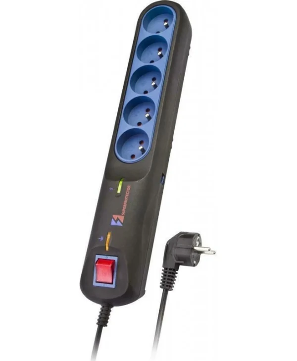 Lestar Πολύπριζο Aσφαλείας 5 Θέσεων με USB-A, Διακόπτη και Καλώδιο 2.5m LFT 2005