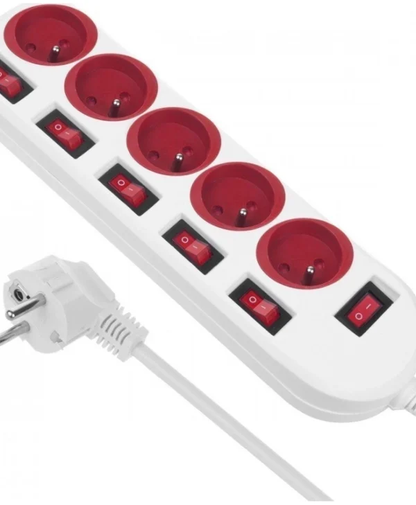 Maclean Energy Πολύπριζο 5 Θέσεων με USB-A, Διακόπτη και Καλώδιο 1.5m MCE204 R/W