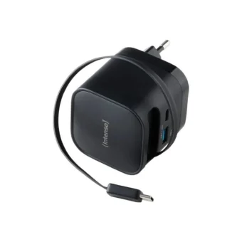 Intenso Φορτιστής GaN με Θύρα USB-A και Θύρα USB-C και Καλώδιο USB-C 65W Μαύρος (7806520)