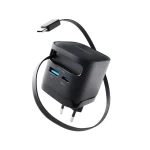 Intenso Φορτιστής GaN με Θύρα USB-A και Θύρα USB-C και Καλώδιο USB-C 65W Μαύρος (7806520) - Image 2