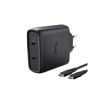 Trust Φορτιστής GaN με 2 Θύρες USB-C και Καλώδιο USB-C - USB-C 65W Μαύρος (Maxo) 25525
