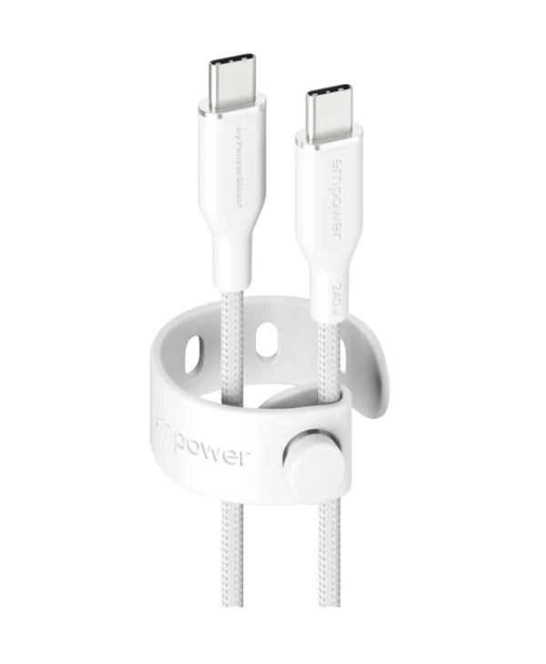 Empower by PanzerGlass Braided USB 2.0 Cable USB-C male - USB-C 240W Λευκό 2m EM86681