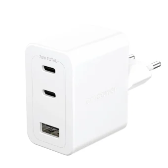 Empower by PanzerGlass Φορτιστής Χωρίς Καλώδιο με Θύρα USB-A και 2 Θύρες USB-C 70W Power Delivery Λευκός (Empower) EM31479