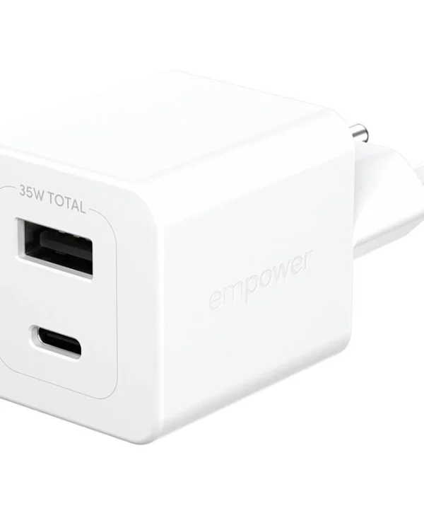 Empower by PanzerGlass Φορτιστής Χωρίς Καλώδιο GaN με Θύρα USB-A και Θύρα USB-C 35W Silver White (EM94326)