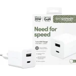 Empower by PanzerGlass Φορτιστής Χωρίς Καλώδιο GaN με Θύρα USB-A και Θύρα USB-C 35W Silver White (EM94326) - Image 2