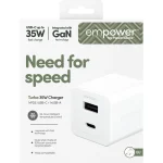 Empower by PanzerGlass Φορτιστής Χωρίς Καλώδιο GaN με Θύρα USB-A και Θύρα USB-C 35W Silver White (EM94326) - Image 3