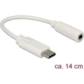 DeLock Μετατροπέας USB-C male σε 3.5mm female Λευκό (65913)