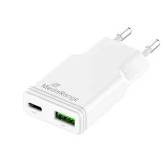 MediaRange Φορτιστής Χωρίς Καλώδιο GaN με Θύρα USB-A και Θύρα USB-C 30W Power Delivery / Quick Charge 3.0 Λευκός (MRMA125)