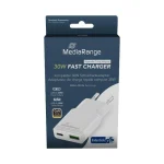 MediaRange Φορτιστής Χωρίς Καλώδιο GaN με Θύρα USB-A και Θύρα USB-C 30W Power Delivery / Quick Charge 3.0 Λευκός (MRMA125) - Image 3